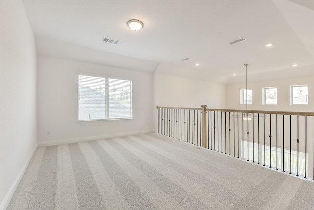 16334 Placid Stream St, Conroe, TX 77302 - spare room with baseboards, visible vents, carpet, and recessed lighting