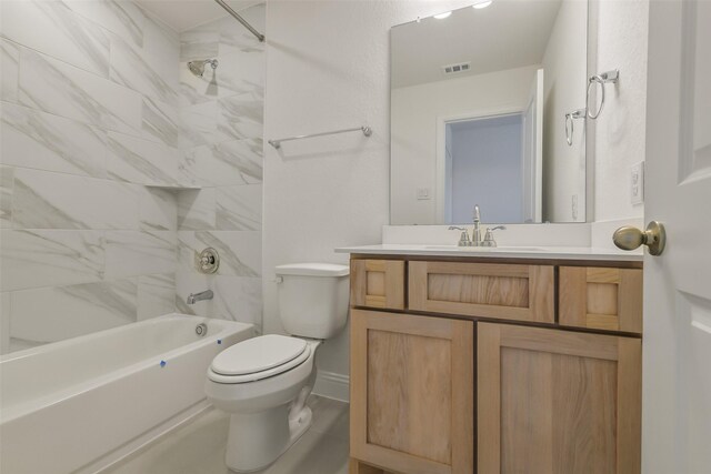 16334 Placid Stream St, Conroe, TX 77302 - full bath with visible vents, toilet, vanity, and shower / tub combination