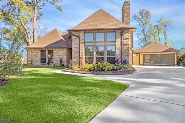 view of front of house with a front lawn