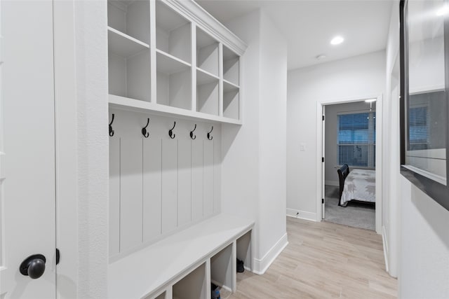 mudroom featuring light hardwood / wood-style flooring