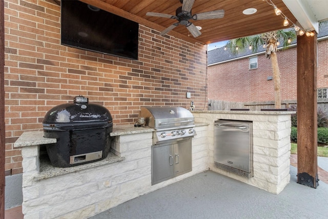 view of patio / terrace featuring ceiling fan and area for grilling