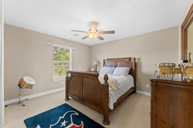 5960HIGHWAY 36 N, Bellville, TX 77418 - bedroom with baseboards, a ceiling fan, visible vents, and light colored carpet