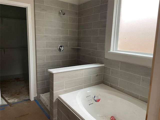 bathroom with independent shower and bath