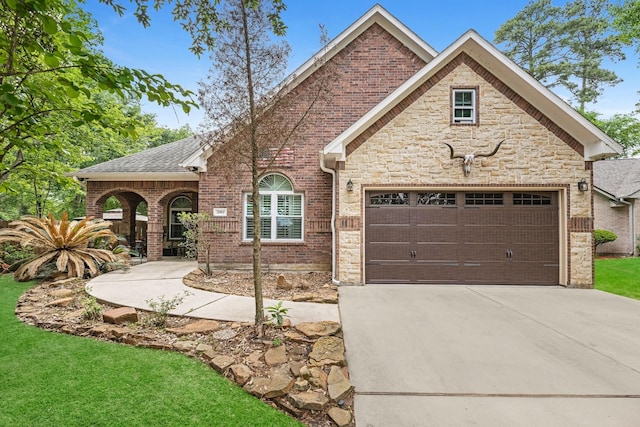 view of front of house with a garage