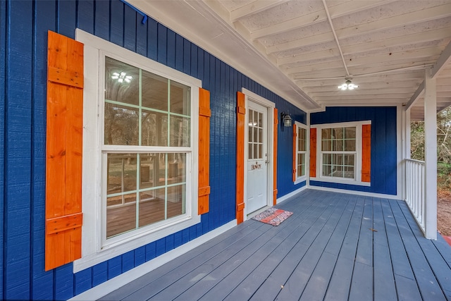 wooden terrace with covered porch