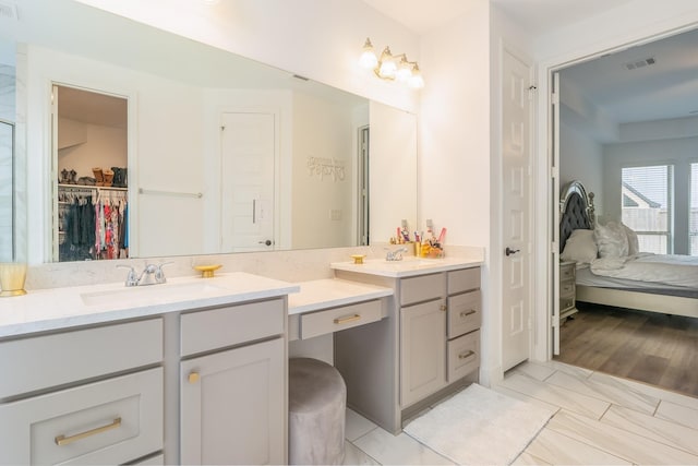 bathroom featuring wood-type flooring and vanity