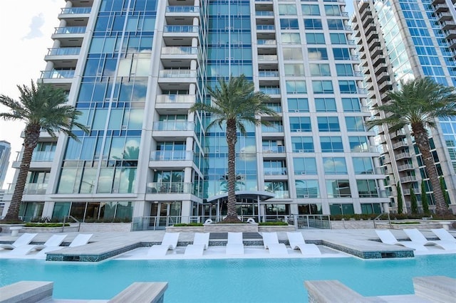 view of pool featuring a patio area