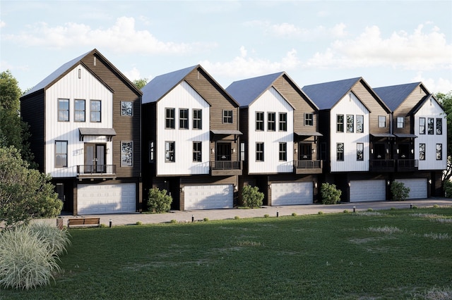 view of front of property with a front lawn