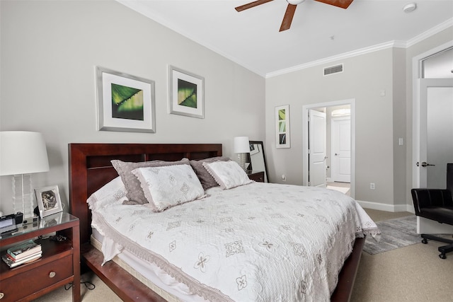 300 St Joseph Pkwy Unit 115, Houston, TX 77002 - carpeted bedroom featuring ornamental molding, baseboards, and a ceiling fan