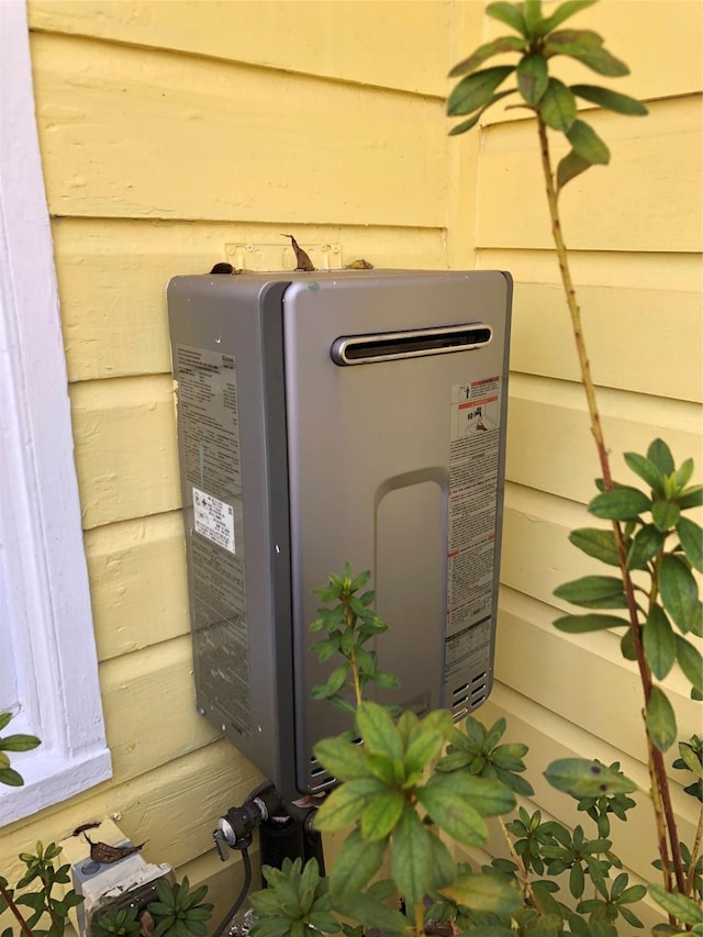 exterior details with water heater