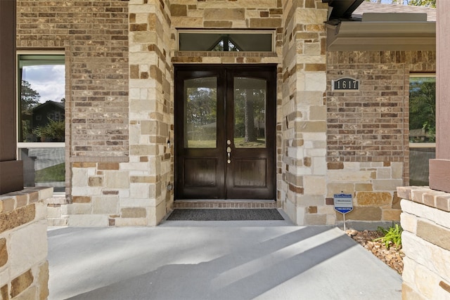 doorway to property with french doors