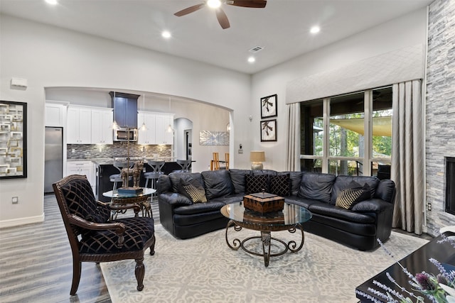 1617 Woodland Valley Dr, Huntsville, TX 77340 - living room with ceiling fan and light wood-type flooring