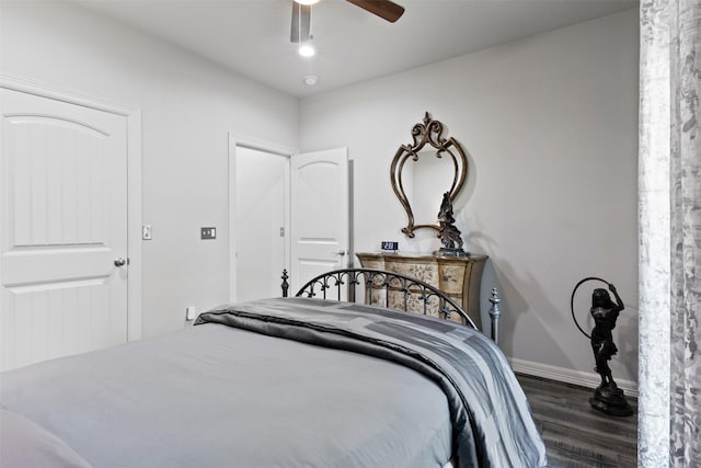 1617 Woodland Valley Dr, Huntsville, TX 77340 - bedroom featuring dark hardwood / wood-style floors and ceiling fan