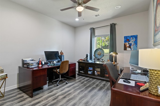 1617 Woodland Valley Dr, Huntsville, TX 77340 - office space featuring ceiling fan and hardwood / wood-style flooring