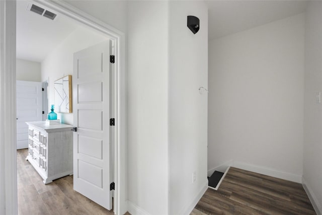 hall featuring dark hardwood / wood-style flooring