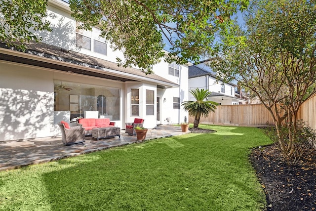 view of yard with a patio and an outdoor hangout area