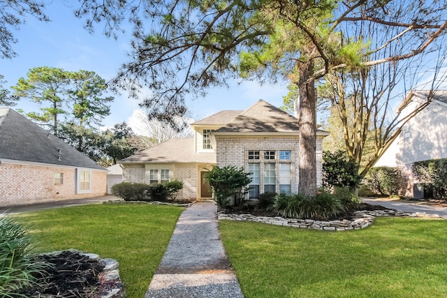 view of front of property featuring a front yard