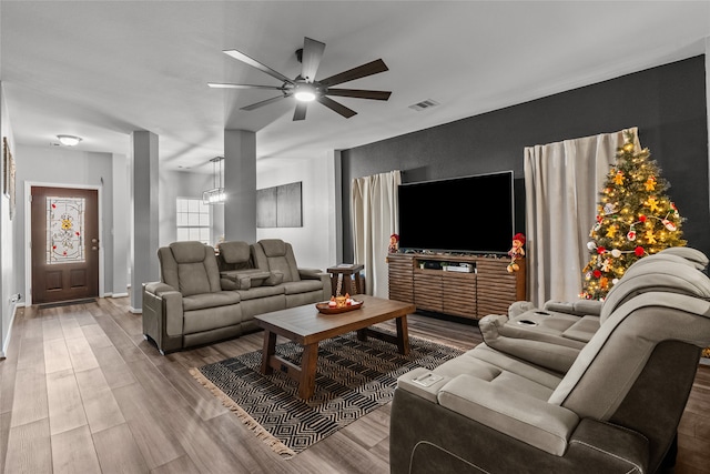 living room featuring hardwood / wood-style flooring