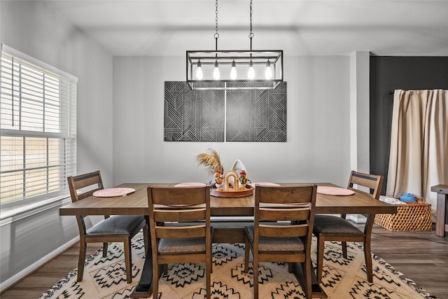 dining space featuring hardwood / wood-style flooring