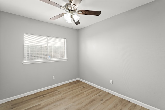 unfurnished room featuring ceiling fan and light hardwood / wood-style floors