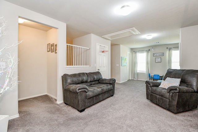 living room with carpet flooring