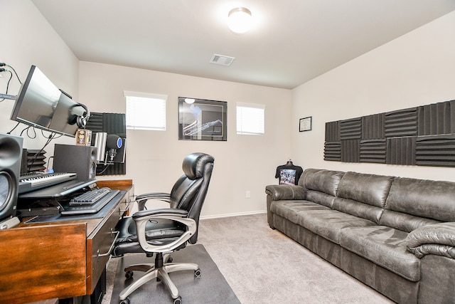 office with light colored carpet