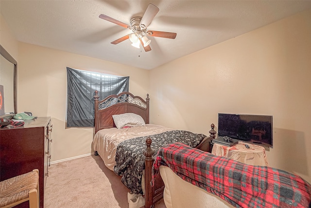 bedroom featuring carpet flooring and ceiling fan