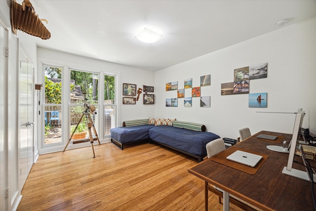 bedroom with hardwood / wood-style floors