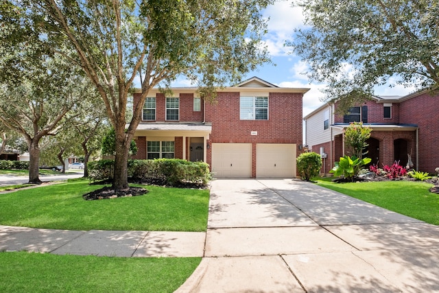 view of front facade featuring a garage and a front yard