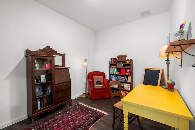 office area with dark hardwood / wood-style floors