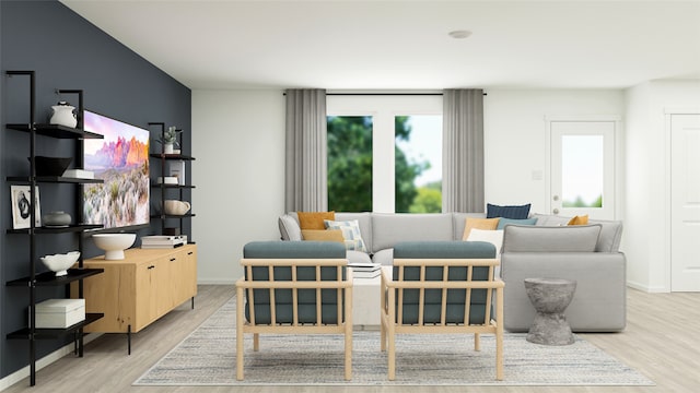 living room featuring light hardwood / wood-style flooring