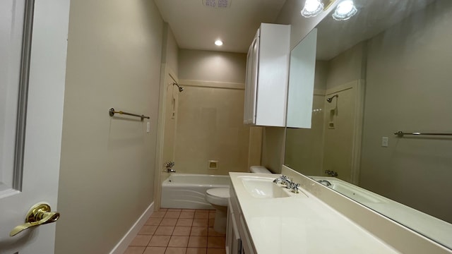 full bathroom with tile patterned flooring, vanity, toilet, and shower / bathtub combination