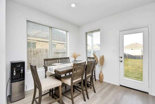 dining room featuring light hardwood / wood-style floors and plenty of natural light