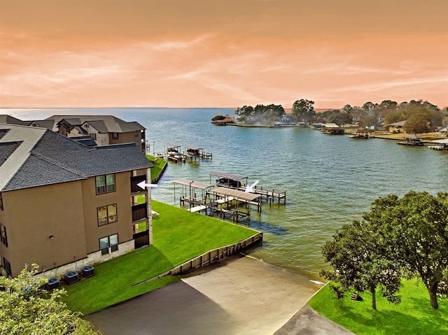 property view of water featuring a dock