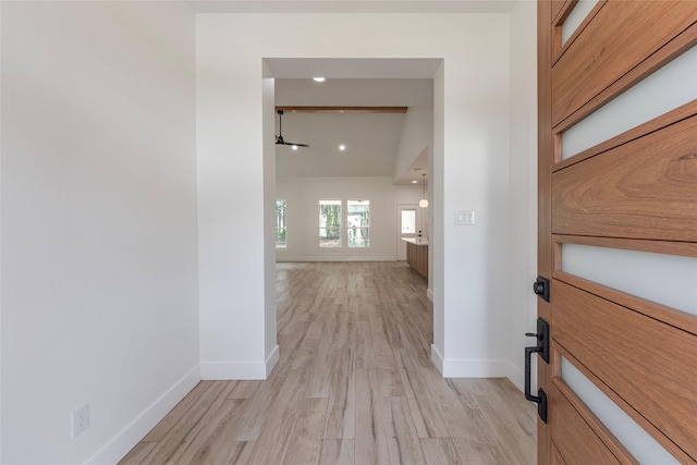 hall featuring light wood-type flooring