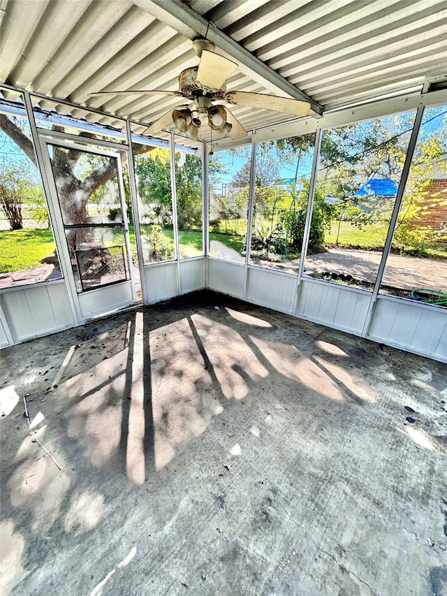 view of unfurnished sunroom