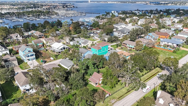 614 Clear Lake Rd, Kemah, TX 77565 - aerial overview of property's location with a large body of water and nearby suburban area
