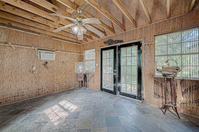 614 Clear Lake Rd, Kemah, TX 77565 - unfurnished sunroom with french doors and a wall unit AC