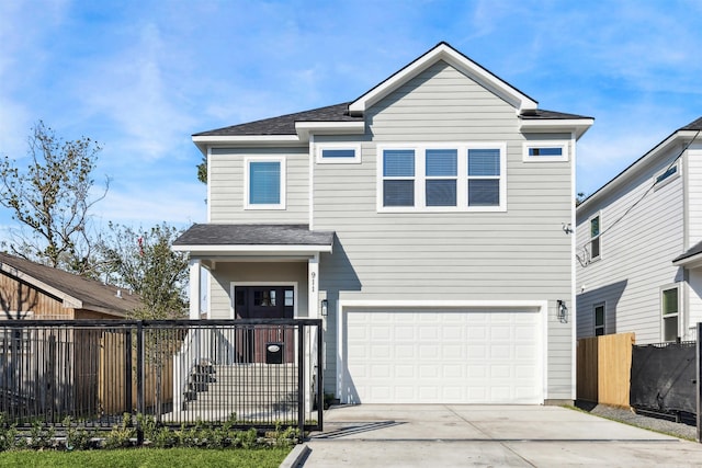 view of front of house with a garage