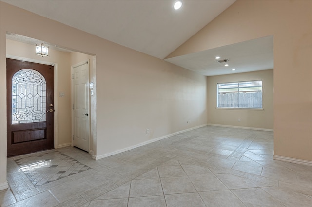 foyer with lofted ceiling