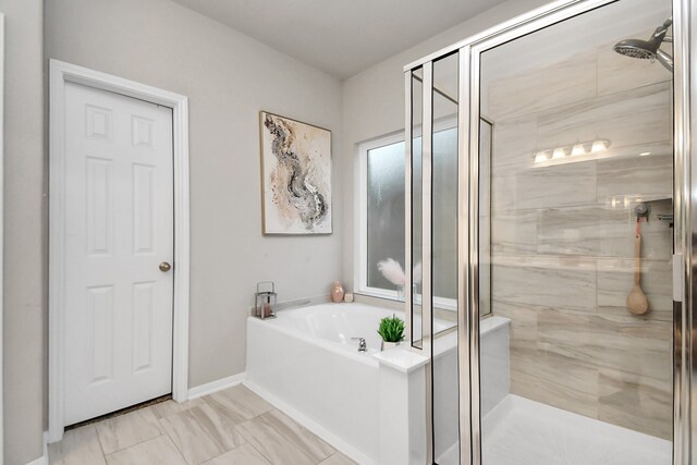 bathroom with plus walk in shower