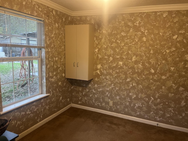 empty room with a wealth of natural light and crown molding