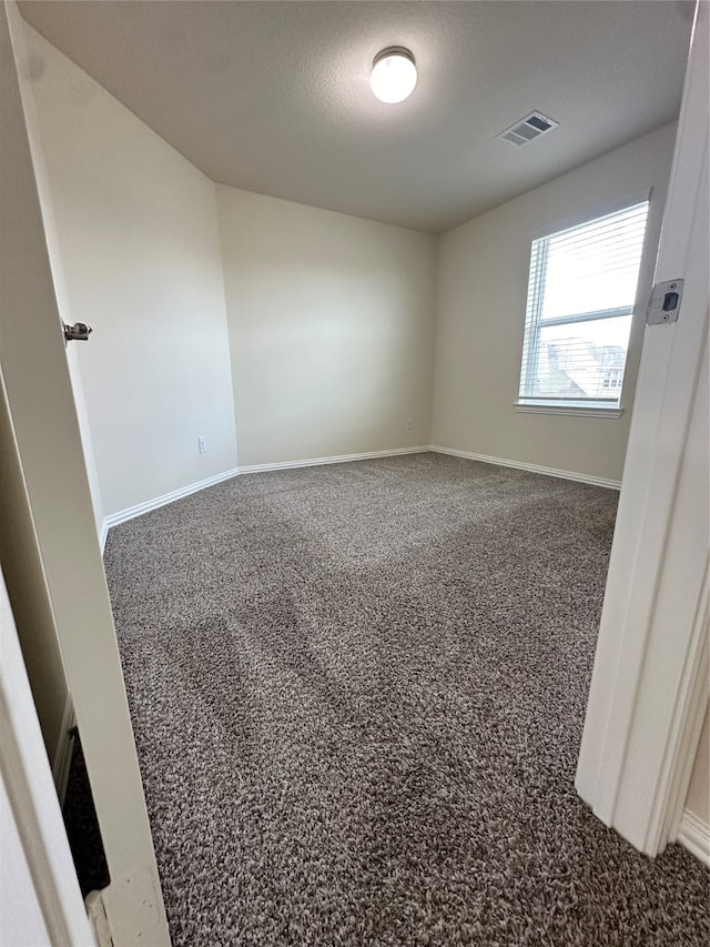 empty room with carpet flooring and a textured ceiling