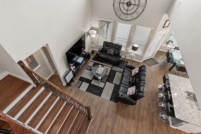 living room with hardwood / wood-style floors