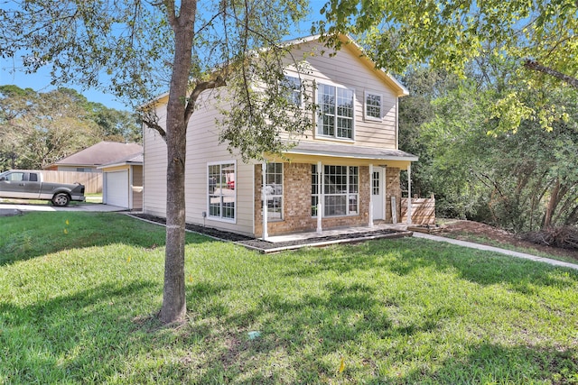 view of front of house featuring a front lawn