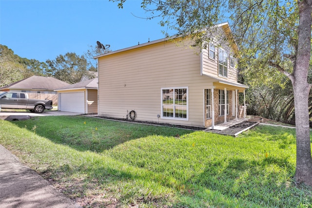 view of side of home with a lawn