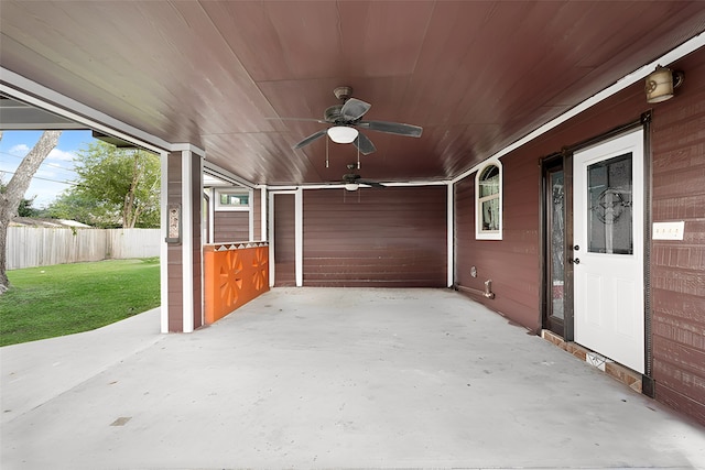 view of patio with ceiling fan