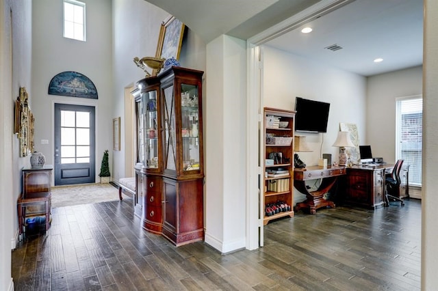 entrance foyer featuring dark hardwood / wood-style flooring