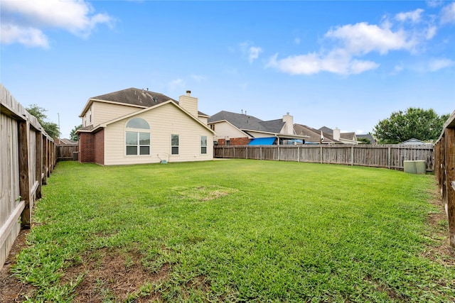 view of yard with a fenced backyard