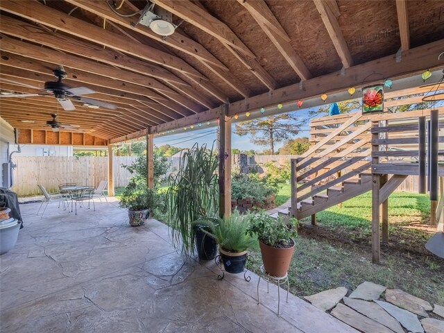 view of patio / terrace featuring ceiling fan